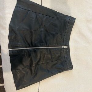 All Saints Black Leather Skirt